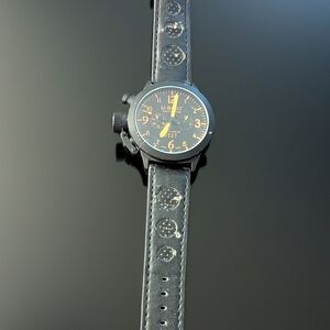 U-Boat Black Watch with Orange Numerals Comes With 2 Without Bands They Work100%